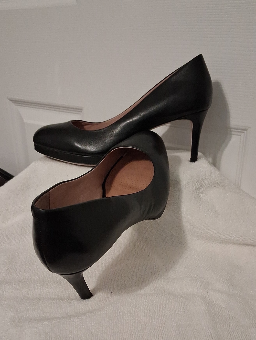 Corso Como Black Leather Mid-Stiletto Pumps